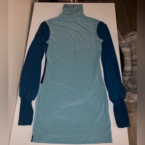 Vintage 60’s Retro Color-block Balloon Sleeve Dress in Teal & Purple | Size S - Picture 11 of 11